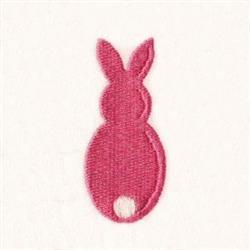 Playful bunny silhouette in vibrant pink on white background, perfect for Easter decorations.