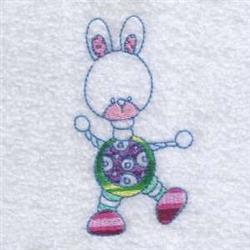 Playful bunny with a colorful round body, pink inside ears, and cheerful expression, perfect for Easter.