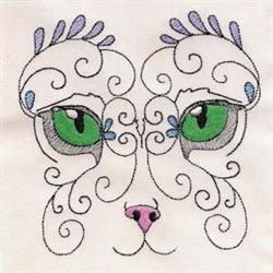 beginner-friendly kitten machine embroidery pattern - Cat Face for kitchen tea towels