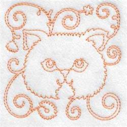 beginner-friendly kitten redwork machine embroidery pattern - Cat Head for kitchen tea towels