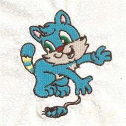 detailed kitten machine embroidery pattern - Cat & Mouse for decorative pillow covers