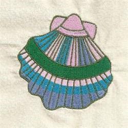 shell detailed machine digital embroidery - Clam Shell perfect for kitchen tea towels