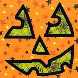 Cobweb Pumpkin Face - 4x4 pumpkin beginner-friendly embroidery design for kitchen aprons