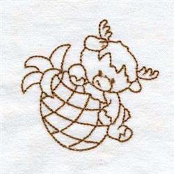 reindeer redwork machine embroidery - Deer & Pineapple perfect for Kids Aprons
