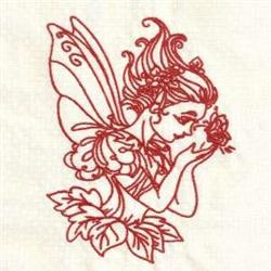 detailed fairy redwork machine embroidery pattern - Fairy Redwork for reusable tote bags