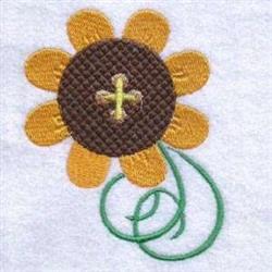detailed autumn sunflower machine embroidery pattern - Fall Button Sunflower for decorative pillow covers