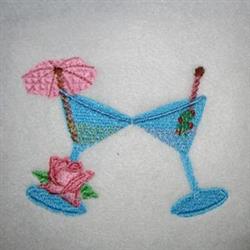 Festive Drinks - 4x4 rose detailed machine embroidery design for reusable tote bags