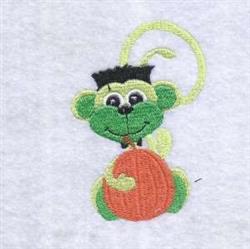 pumpkin detailed machine embroidery - Franken Monkey perfect for Party Decorations
