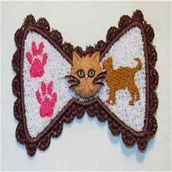 cat detailed machine embroidery - FSL Cat Button Bow perfect for Craft Projects