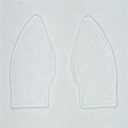 FSL free standing lace elements in white, showcasing two elongated, lace shapes resembling delicate leaves.