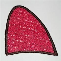 FSL pink triangle patch with uneven edge, sparkly texture, and brown border, ideal for playful accessories.