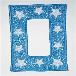 FSL star-shaped frame with delicate blue lacework, featuring an open center and evenly spaced stars, ideal for seasonal decor