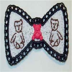 FSL Teddy Button Bow - 4x4 bear detailed machine embroidery design for Hair Bows