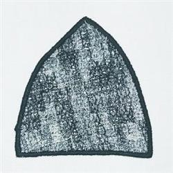 FSL triangular embroidered shape with a textured dark surface and contrasting outline, set against a neutral background.