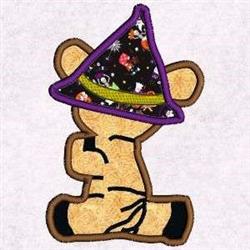 bear applique machine embroidery - Halloween Backside Teddy Bear for reusable tote bags