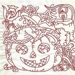 Halloween Pumpkin Redwork
