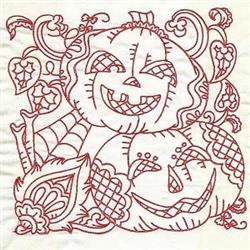 Halloween Pumpkins Redwork Block
