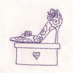 High Heel Bluework - 4x4 heart redwork machine embroidery design for Baby Bibs