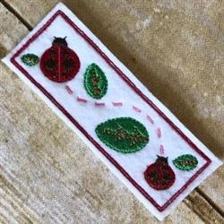 leaf in-the-hoop machine embroidery - ITH Ladybug Bookmarks for Craft Projects