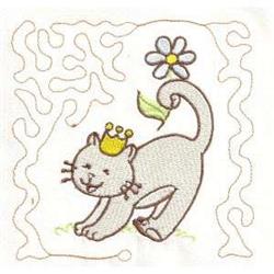 Kitty Block - 5x7 kitten detailed machine embroidery design for reusable tote bags