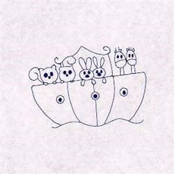 quick stitch bluework redwork machine embroidery pattern - Noahs Ark Bluework for decorative pillow covers