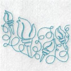Olympic Torch - 4x4 torch redwork machine embroidery design for festive table runners