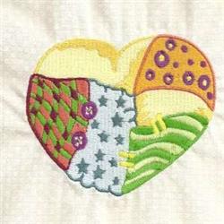 heart detailed machine embroidery - Patchwork Nursery Heart for reusable tote bags