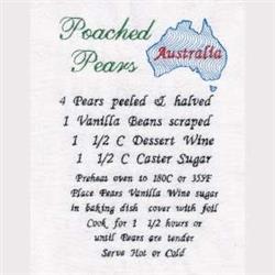 Peached Pears - 5x7 pear detailed machine embroidery design for kitchen tea towels