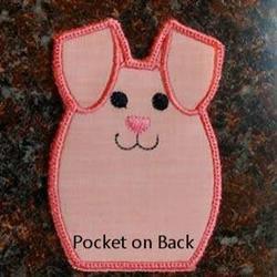 beginner-friendly easter bunny rabbit machine embroidery pattern - Pocket Easter Bunny for reusable tote bags