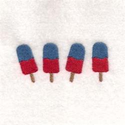 Playful popsicles with blue tops and red bases, realistic brown sticks, on a white background, perfect for summer.