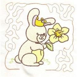 detailed bunny rabbit machine embroidery pattern - Rabbit Block for decorative pillow covers