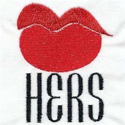 Bold red lips with the word 'HERS' below in stylish black font on a white background, modern and playful.
