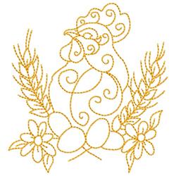beginner-friendly bird redwork machine embroidery pattern - Redwork Chicken & Eggs for reusable tote bags