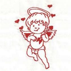 Redwork Cupid - 5x7 heart redwork machine embroidery design for Gifts for Children