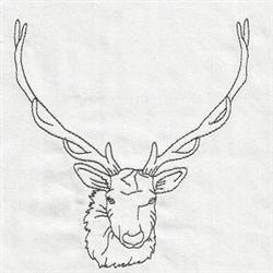 Redwork deer head design with smooth lines, distinct antlers, and simple facial features, ideal for nature lovers.