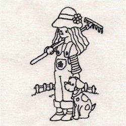 puppy dog redwork machine embroidery - Redwork Farmer perfect for kitchen aprons
