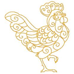 Redwork Rooster - 4x4 bird redwork machine embroidery design for cute baby onesies
