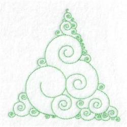 Redwork decorative spiral tree design made of flowing green spirals, perfect for Christmas decor.