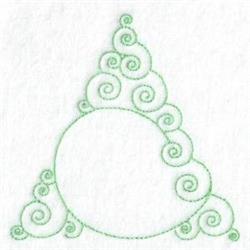 Redwork abstract decorative design featuring whimsical green spirals and a central circular area, creating an airy effect.