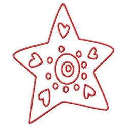 detailed heart redwork machine embroidery pattern - Redwork Star for decorative pillow covers