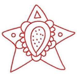 Redwork star outline featuring clean lines and decorative rounded shapes with dots at the center.