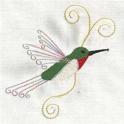 Ruby Throated Hummingbird - 4x4 bird beginner-friendly embroidery design for decorative pillow covers