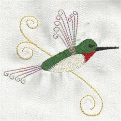bird beginner-friendly machine embroidery - Ruby Throated Hummingbird for patchwork quilt blocks