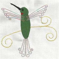 beginner-friendly bird machine embroidery pattern - Ruby Throated Hummingbird for Table Linens