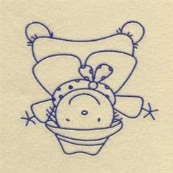 Sacrecrow Bluework - 5x7 bluework redwork embroidery design for Baby Blankets