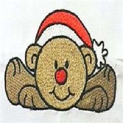 Whimsical bear wearing a red Santa hat with fluffy pom-pom, perfect for festive Christmas decor.