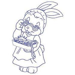 bunny rabbit redwork machine embroidery - Sewing Bunny perfect for reusable tote bags
