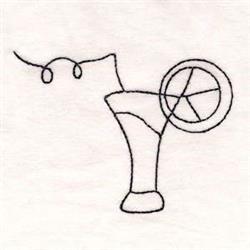 Minimalist sewing machine illustration in simple line art with a spool of thread, showcasing creativity.