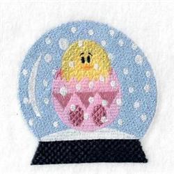 bird detailed machine digital embroidery - Snowglobe Chick perfect for Holiday Decor
