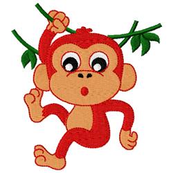 Swinging Monkey - 5x7 leaf detailed machine embroidery design for reusable tote bags